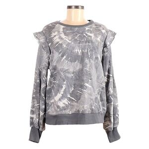 Marled Reunited Boho Tie Dye Ruffle Sleeve Gray Sweatshirt NWT L Pullover Lounge